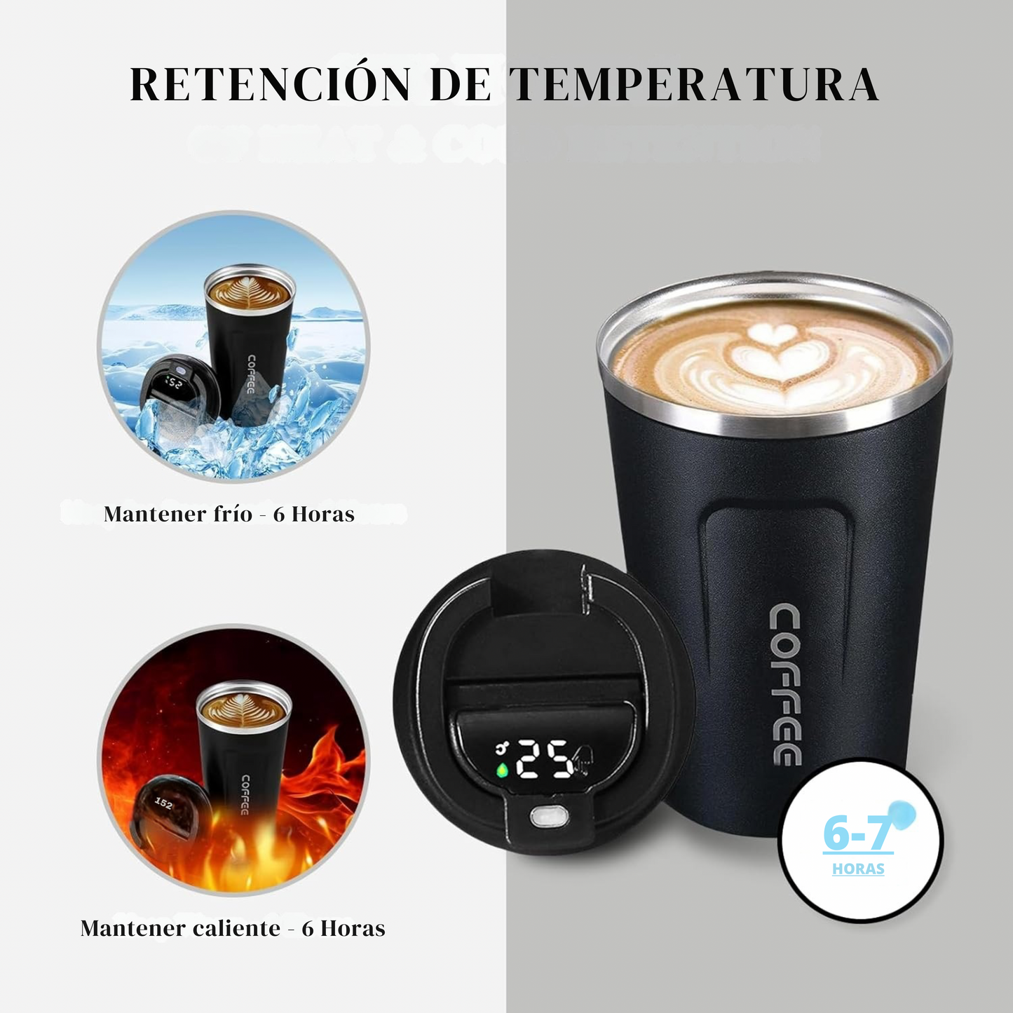 Termo de café con medidor de temperatura