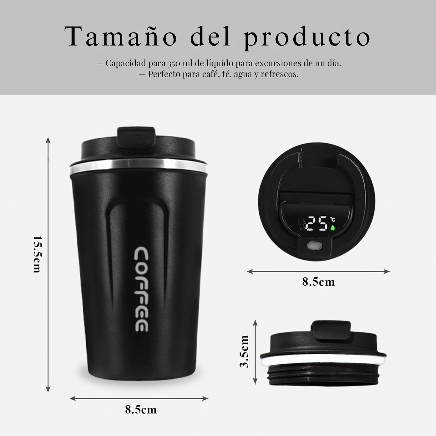 Termo de café con medidor de temperatura